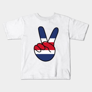 Costa Rica Flag V Sign Kids T-Shirt